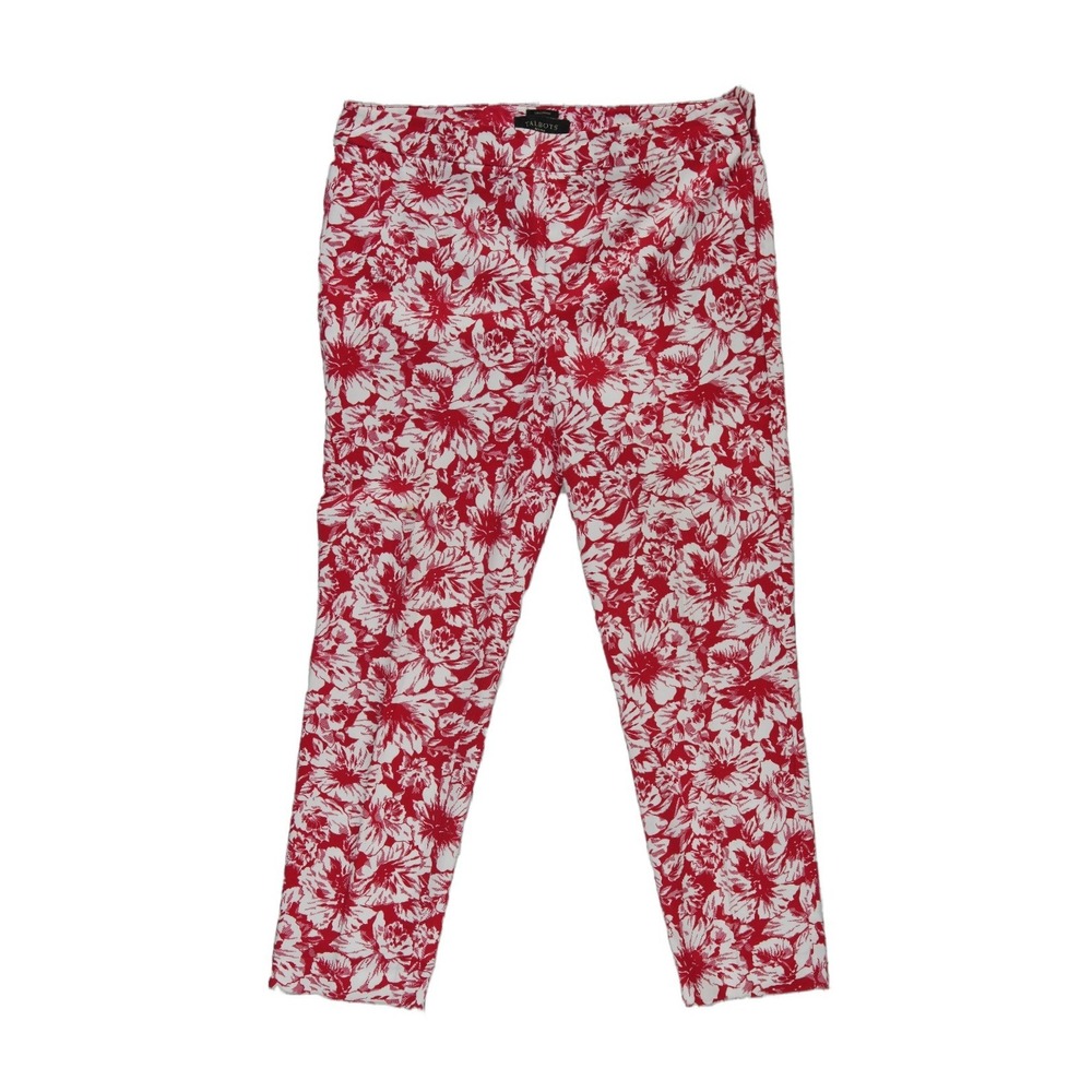 Talbots Chatham Ankle Pants Women's Size 8 Petite Red White Floral Print